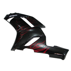 Kawasaki ZX-6R / 636 2007-2008 Black and Red Flame B without Logos tail section fairing side view