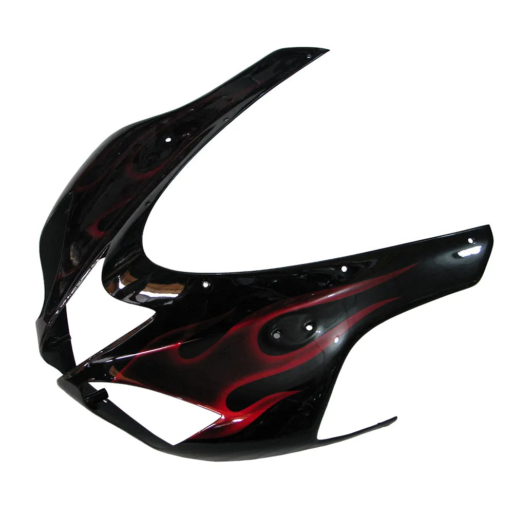 Kawasaki ZX-6R / 636 2007-2008 Black and Red Flame B without Logos tail section fairing detail view 4