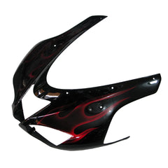 Kawasaki ZX-6R / 636 2007-2008 Black and Red Flame B without Logos tail section fairing detail view 4