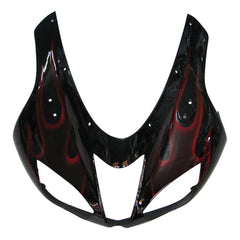 Kawasaki ZX-6R / 636 2007-2008 Black and Red Flame B without Logos tail section fairing detail view 3