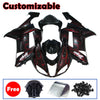 Kawasaki ZX-6R / 636 2007-2008 Black and Red Flame B Fairing Kit without Logos