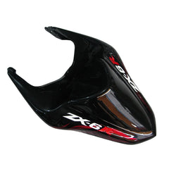 Kawasaki ZX-6R / 636 2007-2008 Black and Red Flame B without Logos tail section fairing detail view 6