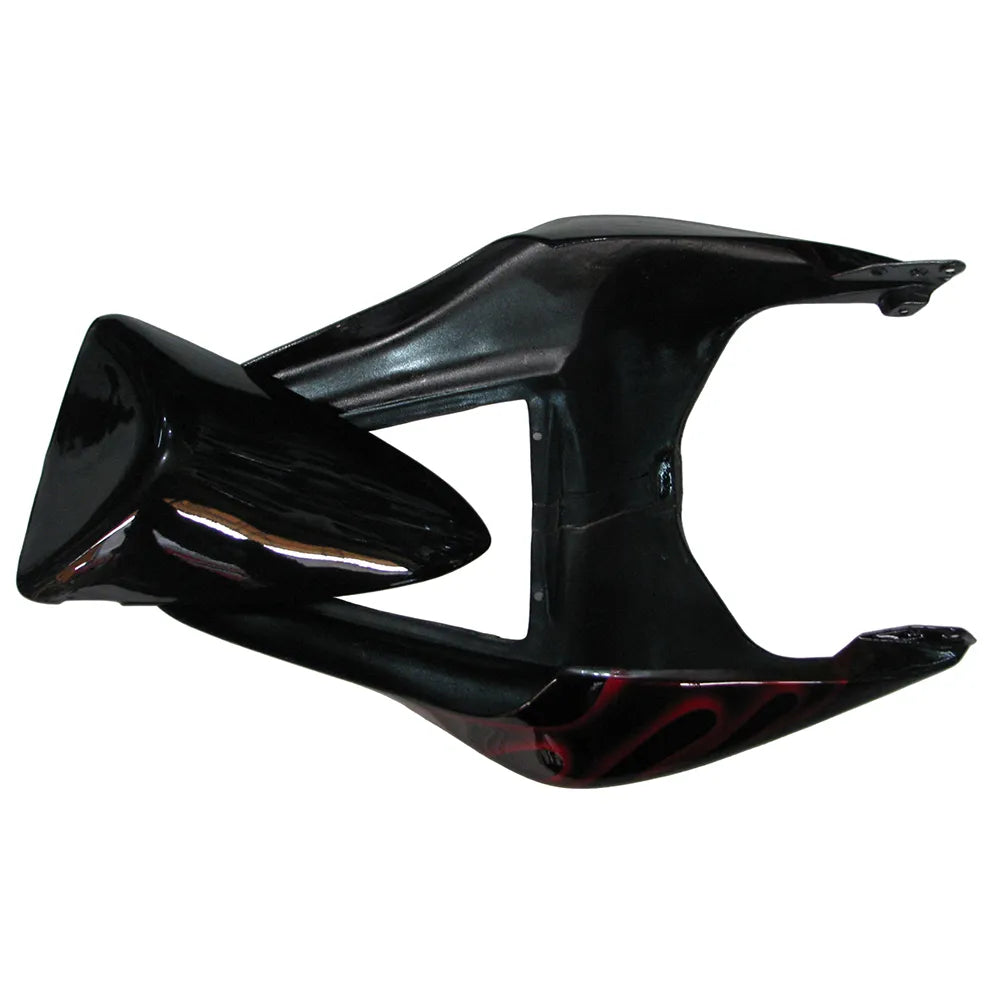 Kawasaki ZX-6R / 636 2007-2008 Black and Red Flame B without Logos tail section fairing detail view 7