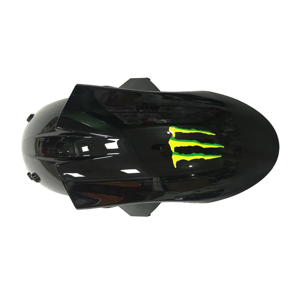 Kawasaki ZX-6R / 636 2007-2008 Black and Green Monster Edition without Logos tail section fairing detail view 1
