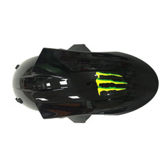 Kawasaki ZX-6R / 636 2007-2008 Black and Green Monster Edition without Logos tail section fairing detail view 1