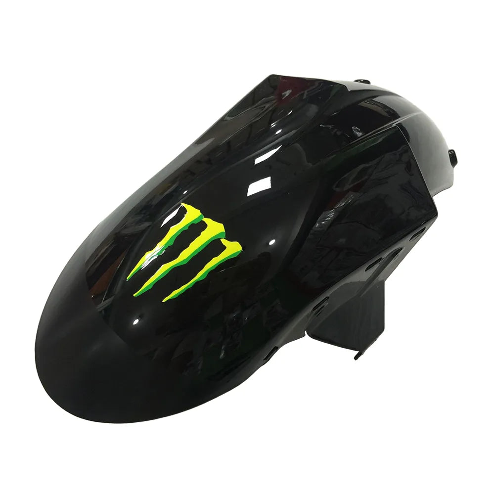 Kawasaki ZX-6R / 636 2007-2008 Black and Green Monster Edition without Logos tail section fairing detail view 2