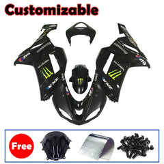 Kawasaki ZX-6R / 636 2007-2008 Black and Green Monster Edition Fairing Kit without Logos