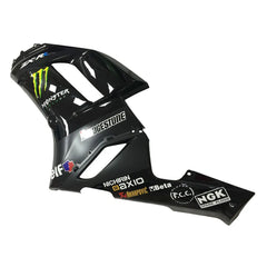 Kawasaki ZX-6R / 636 2007-2008 Black and Green Monster Edition without Logos tail section fairing rear view