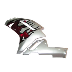 Kawasaki ZX-6R / 636 2007-2008 Silver, Red, and Flame fairing kit front view
