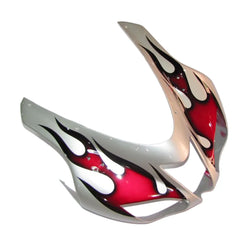 Kawasaki ZX-6R / 636 2007-2008 Silver, Red, and Flame tail section fairing rear view