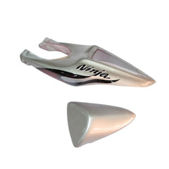 Kawasaki ZX-6R / 636 2007-2008 Silver, Red, and Flame tail section fairing detail view 1