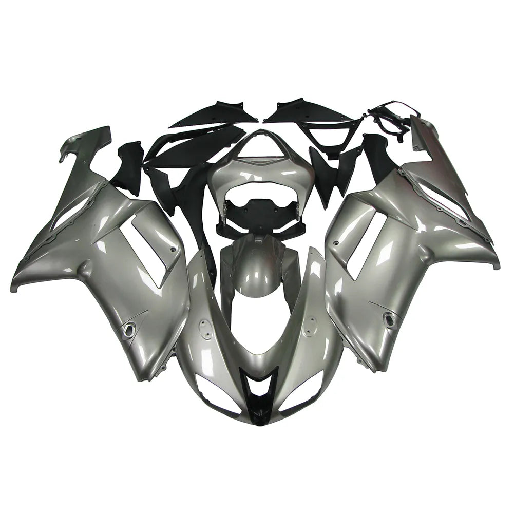 Kawasaki ZX-6R / 636 2007-2008 Silver and Black full fairing kit set view