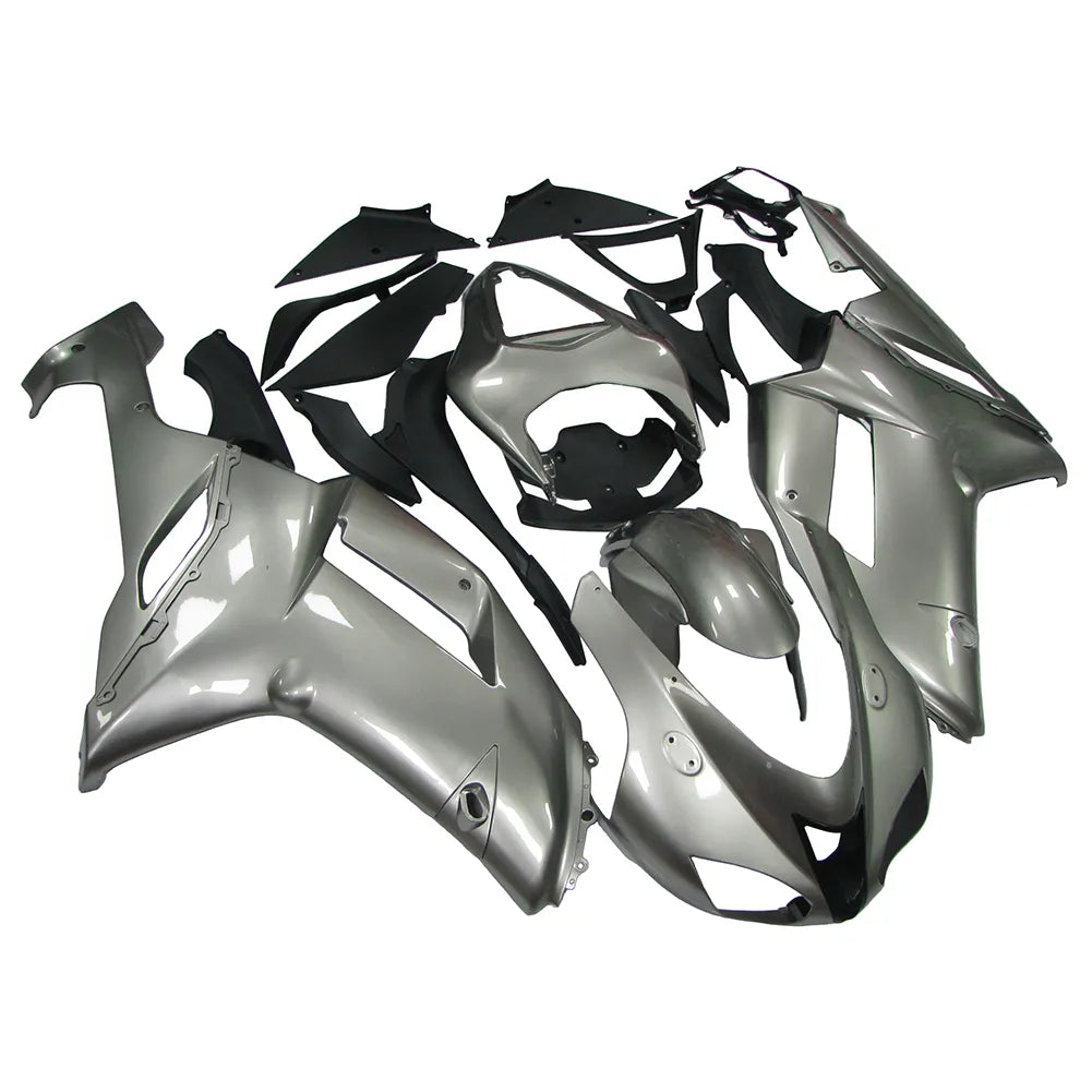 Kawasaki ZX-6R / 636 2007-2008 Silver and Black fairing kit left side view