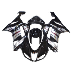 Kawasaki ZX-6R / 636 2007-2008 Silver and Black Chrome A full fairing kit set view