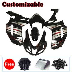 Kawasaki ZX-6R / 636 2007-2008 Silver and Black Chrome B Fairing Kit