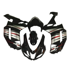 Kawasaki ZX-6R / 636 2007-2008 Silver and Black Chrome B full fairing kit set view