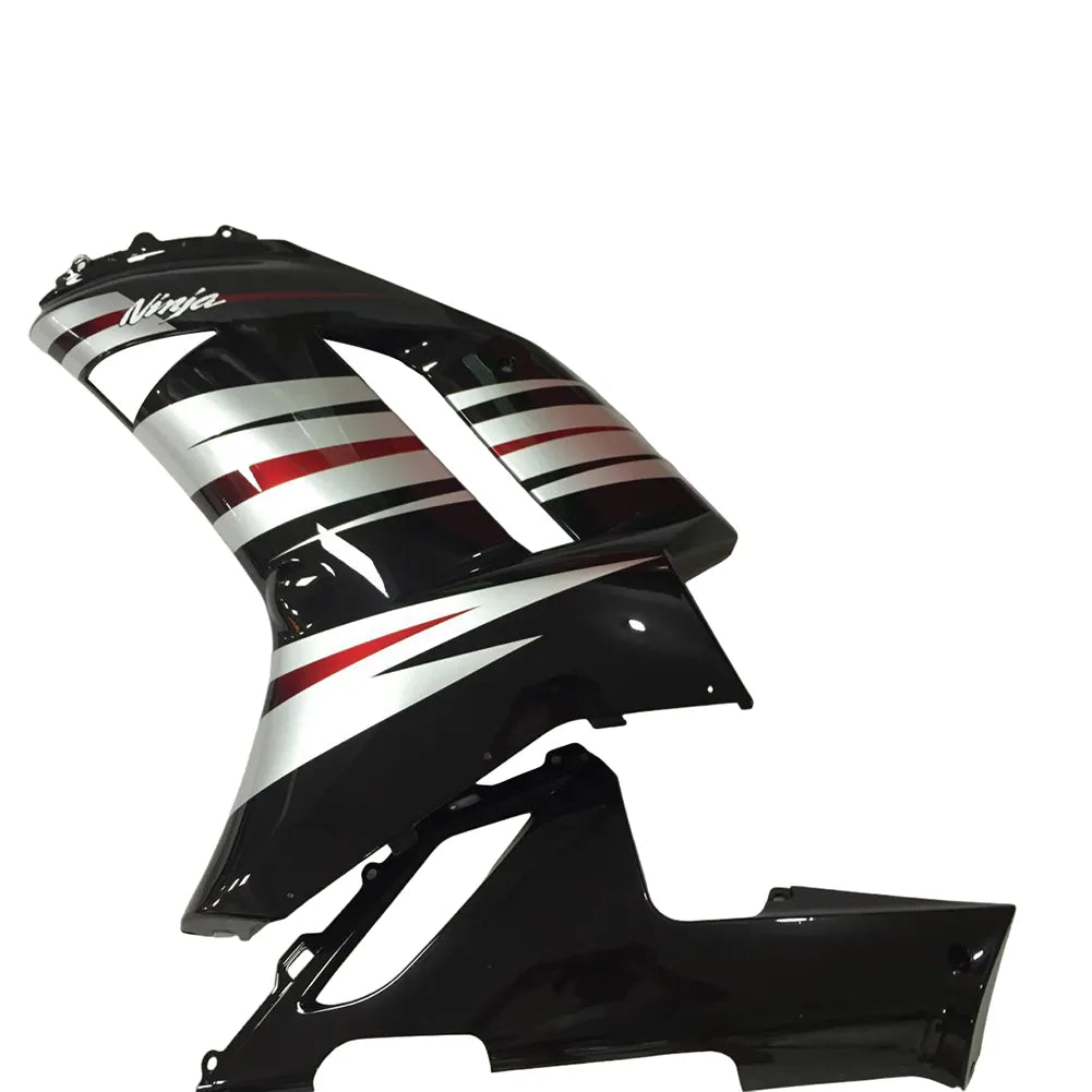 Kawasaki ZX-6R / 636 2007-2008 Silver and Black Chrome B tail section fairing rear view