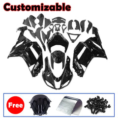 Kawasaki ZX-6R / 636 2007-2008 Gloss Black Lettered Fairing Kit