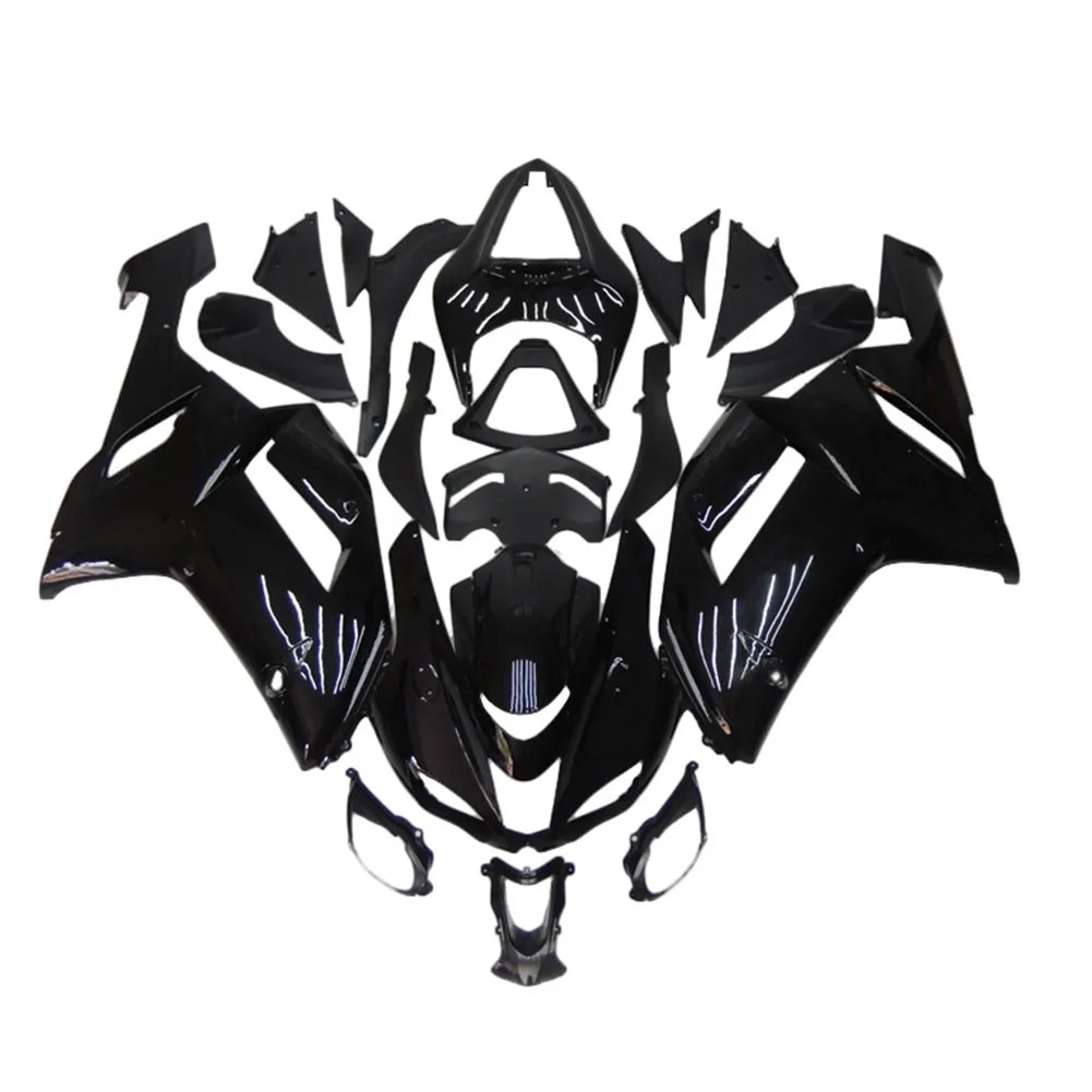 Kawasaki ZX-6R / 636 2007-2008 Gloss Black Pinstripe full fairing kit set view