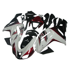 Kawasaki ZX-6R / 636 2007-2008 Red, White, and Black A full fairing kit set view