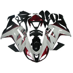 Kawasaki ZX-6R / 636 2007-2008 Red, White, and Black A fairing kit front view