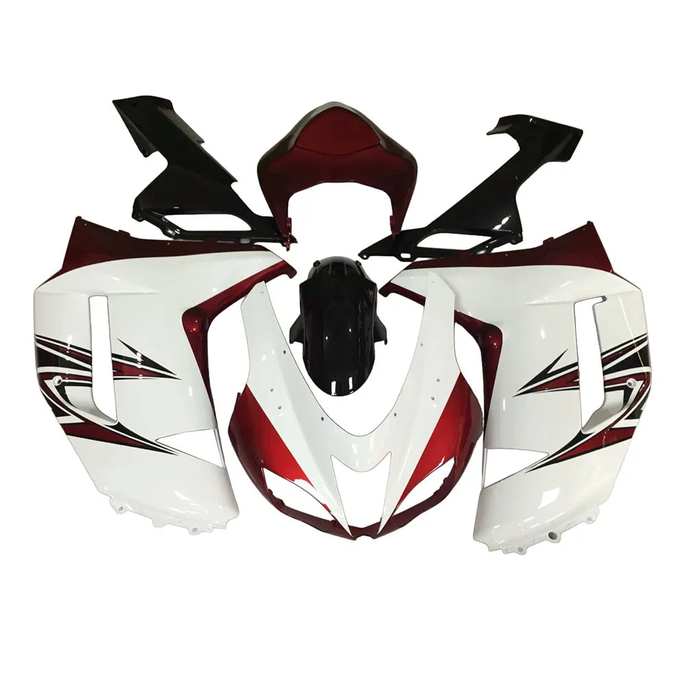 Kawasaki ZX-6R / 636 2007-2008 Red, White, and Black B fairing kit front view