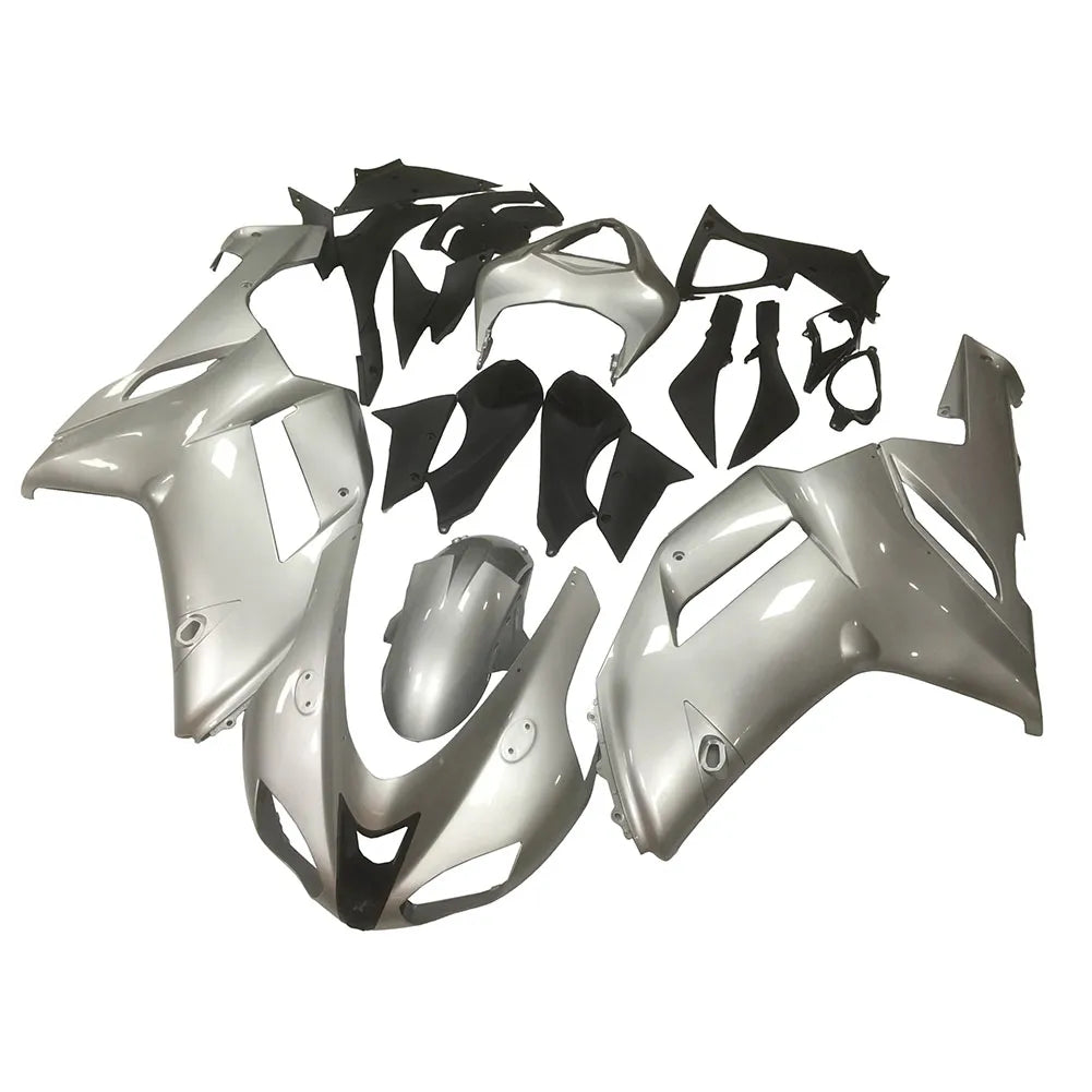 Kawasaki ZX-6R / 636 2007-2008 Grey and Silver full fairing kit set view