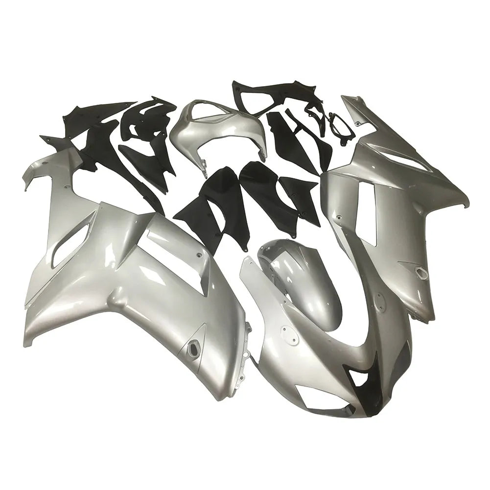 Kawasaki ZX-6R / 636 2007-2008 Grey and Silver fairing kit left side view