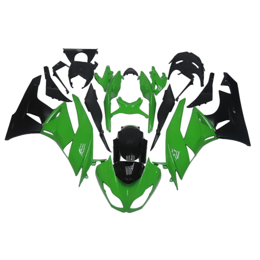 Kawasaki ZX-6R / 636 2009-2012 Green and Black with Pinstripes full fairing kit set view