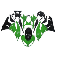 Kawasaki ZX-6R / 636 2009-2012 Green and Black with Pinstripes full fairing kit set view