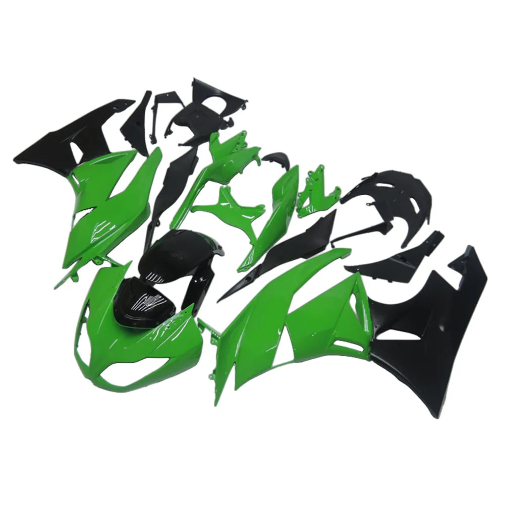 Kawasaki ZX-6R / 636 2009-2012 Green and Black with Pinstripes fairing kit front view