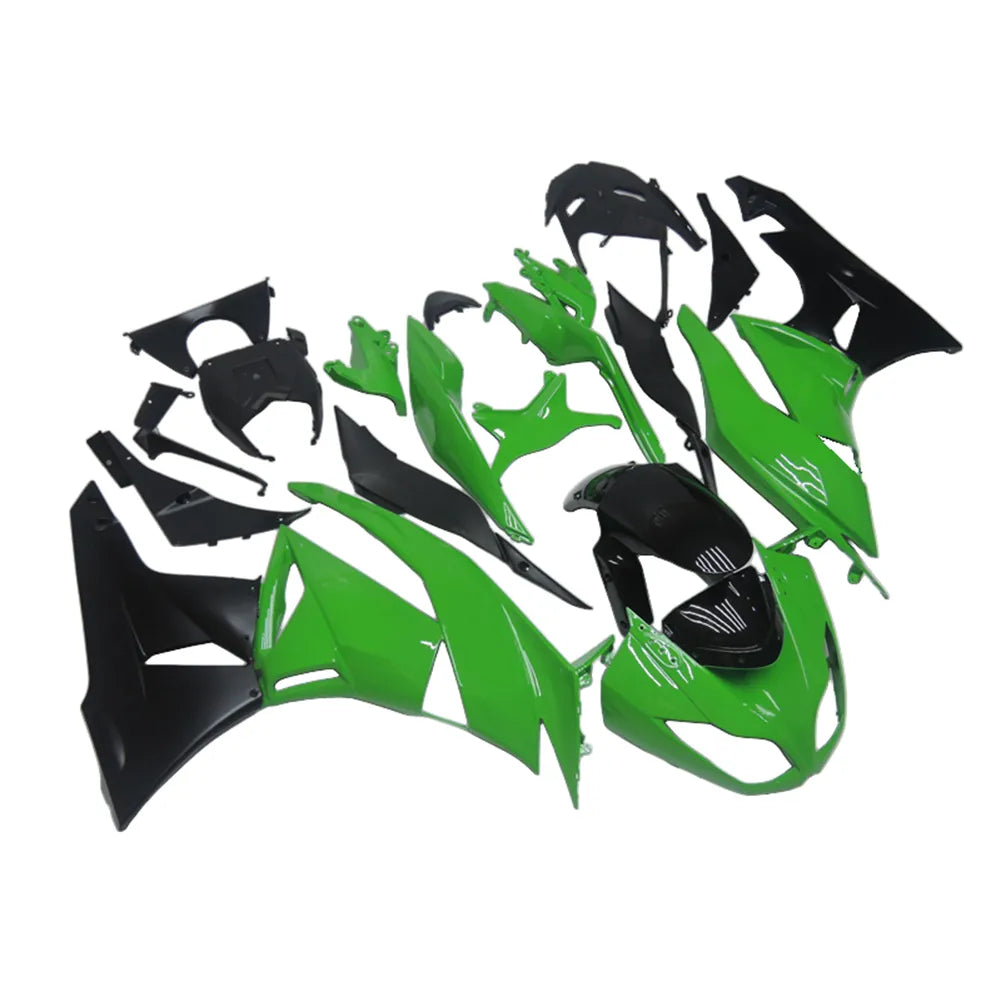 Kawasaki ZX-6R / 636 2009-2012 Green and Black with Pinstripes fairing kit left side view