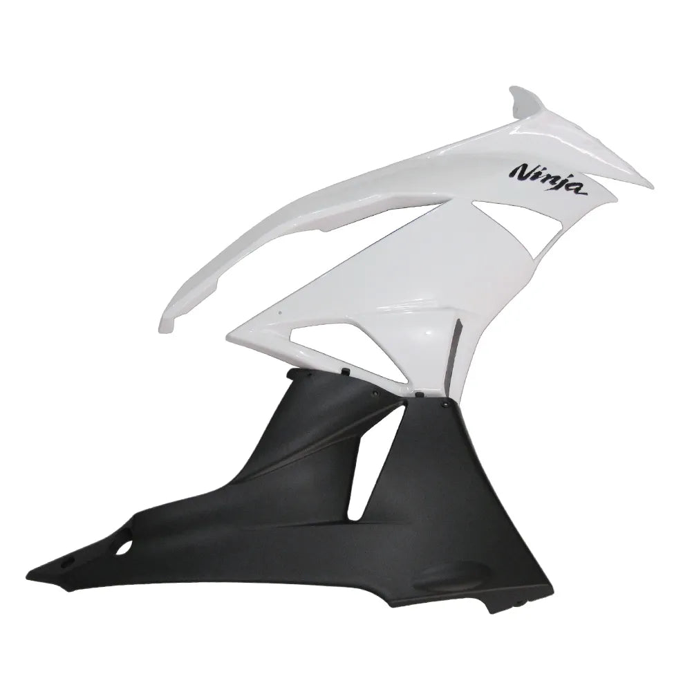 Kawasaki ZX-6R / 636 2009-2012 Matte Black, White, and Black tail section fairing side view