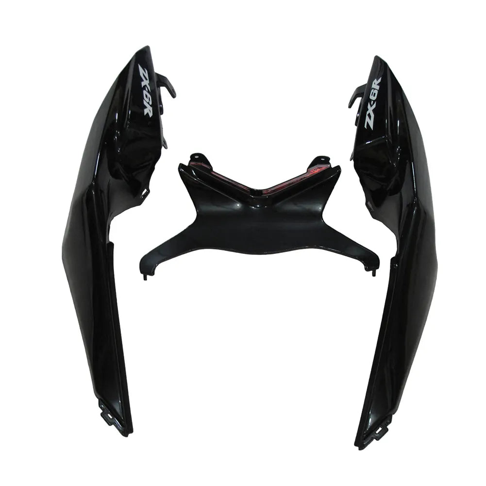 Kawasaki ZX-6R / 636 2009-2012 Matte Black, White, and Black tail section fairing detail view 5