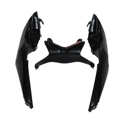 Kawasaki ZX-6R / 636 2009-2012 Matte Black, White, and Black tail section fairing detail view 5