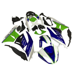 Kawasaki ZX-6R / 636 2009-2012 Green, White, Blue, and Black No 53 full fairing kit set view