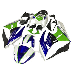 Kawasaki ZX-6R / 636 2009-2012 Green, White, Blue, and Black No 53 fairing kit left side view