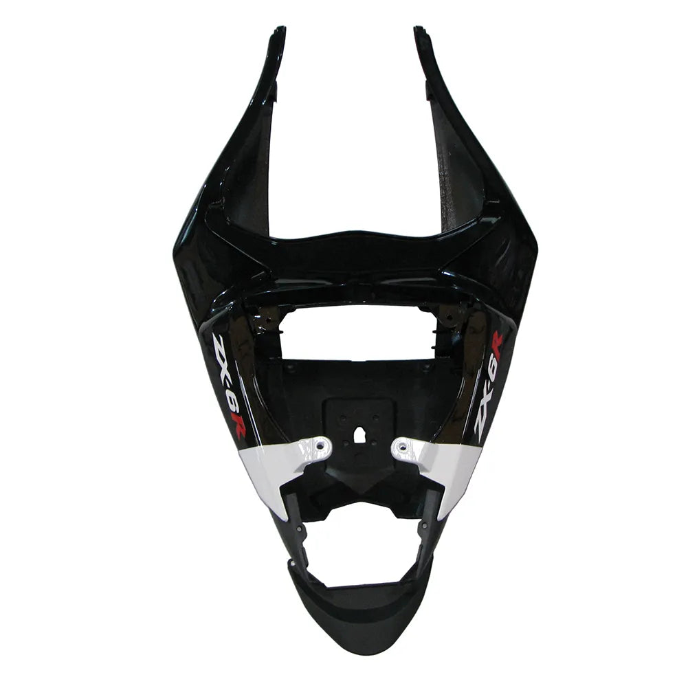 Kawasaki ZX-6R / 636 2009-2012 Black, White, and Red Monster Edition tail section fairing detail view 4