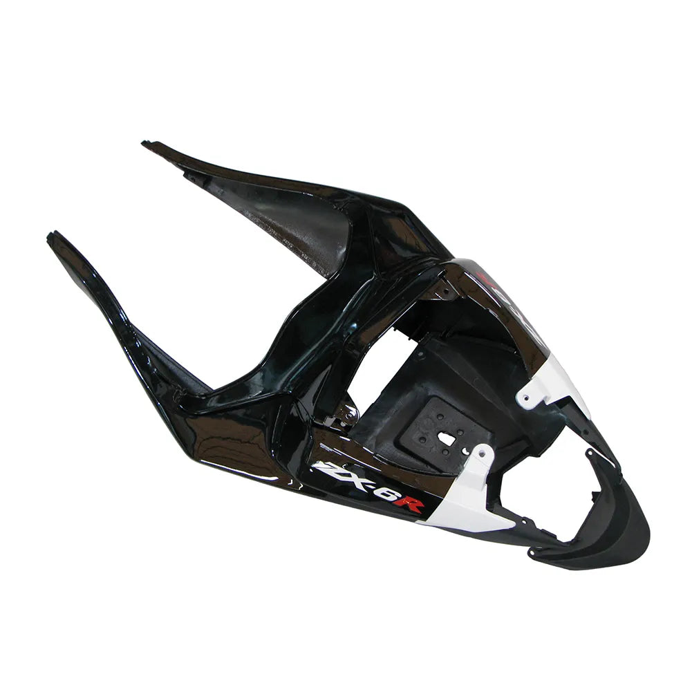 Kawasaki ZX-6R / 636 2009-2012 Black, White, and Red Monster Edition tail section fairing detail view 5