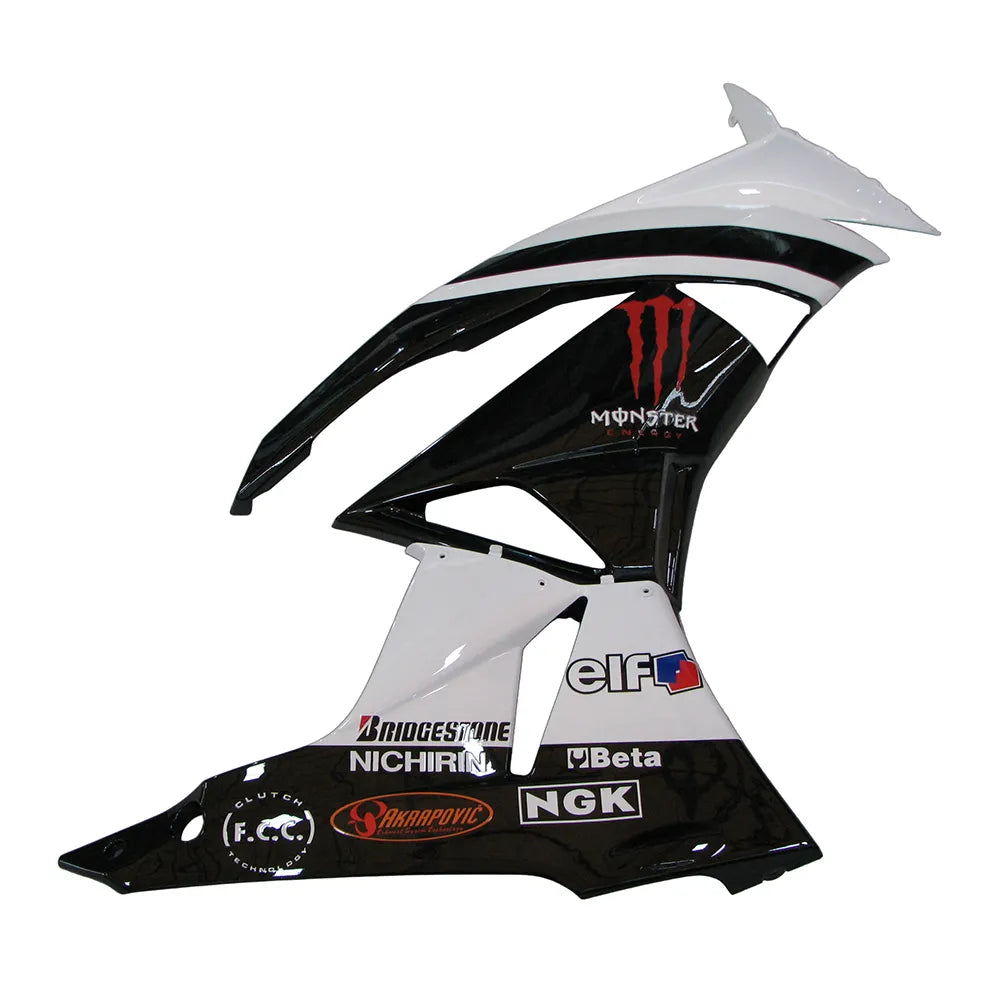 Kawasaki ZX-6R / 636 2009-2012 Black, White, and Red Monster Edition tail section fairing rear view