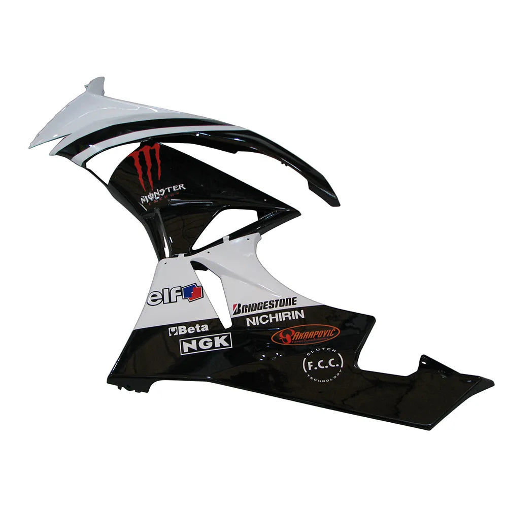 Kawasaki ZX-6R / 636 2009-2012 Black, White, and Red Monster Edition tail section fairing side view