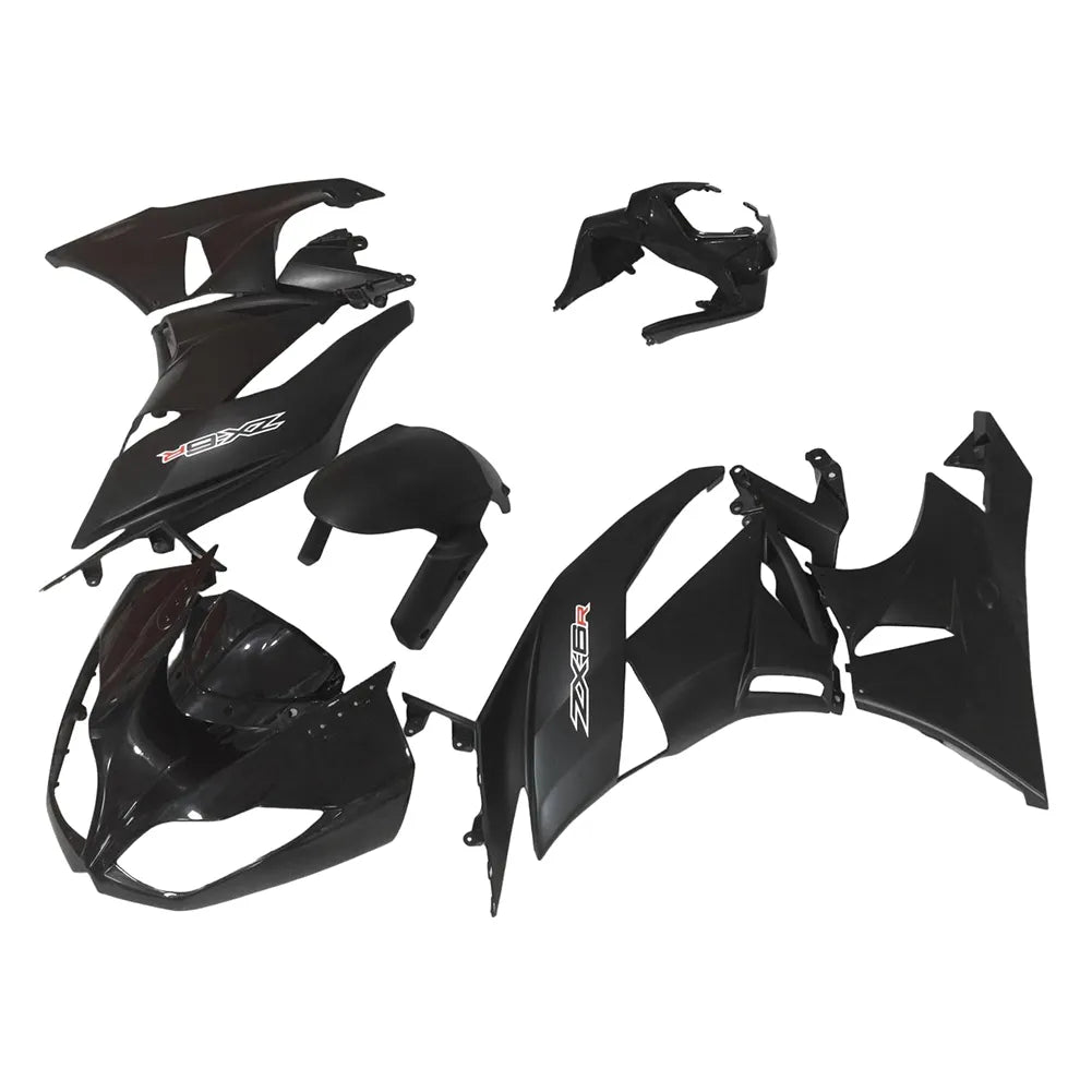 Kawasaki ZX-6R / 636 2009-2012 Gloss Black and Matte Black A tail section fairing side view