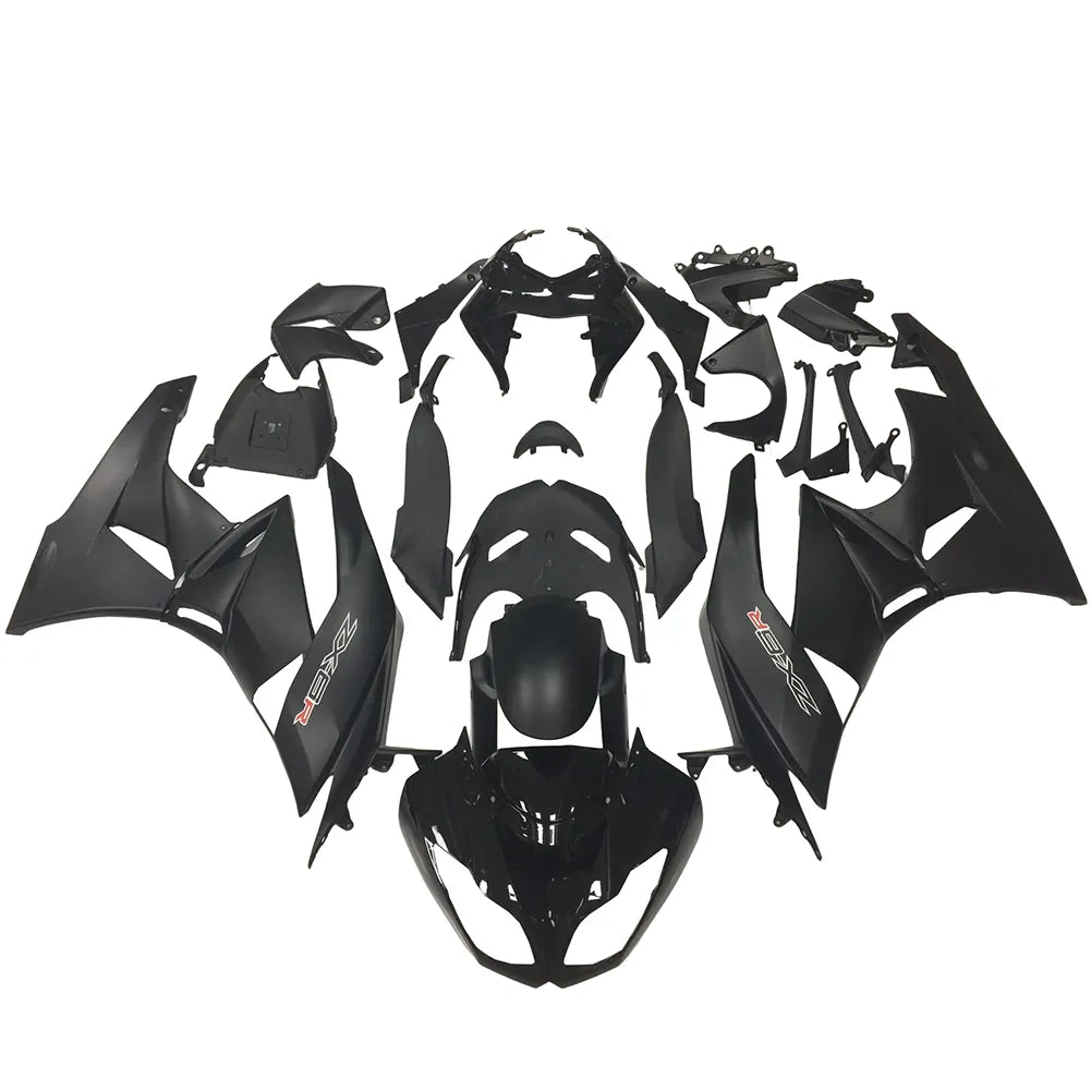 Kawasaki ZX-6R / 636 2009-2012 Gloss Black and Matte Black B full fairing kit set view