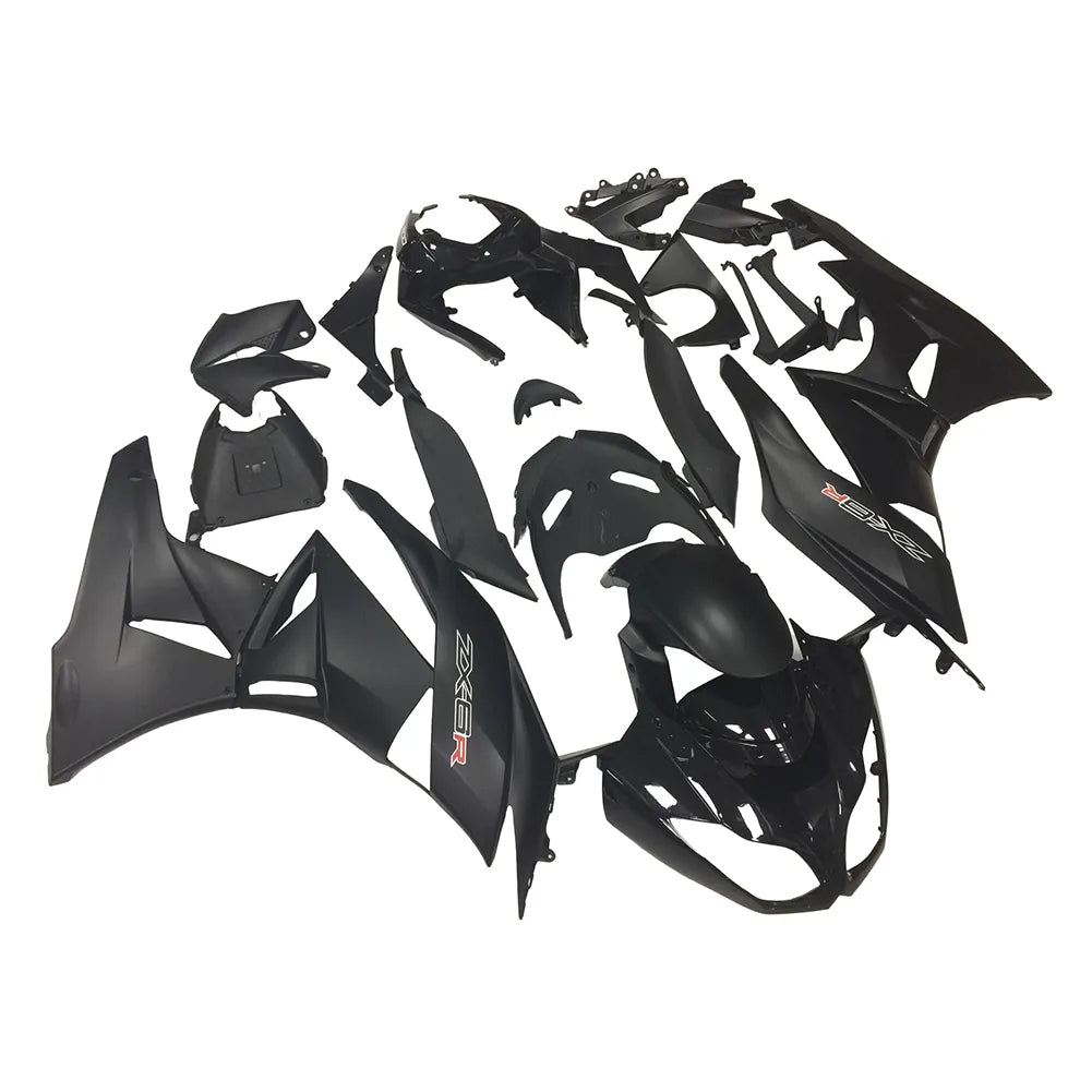 Kawasaki ZX-6R / 636 2009-2012 Gloss Black and Matte Black B fairing kit left side view