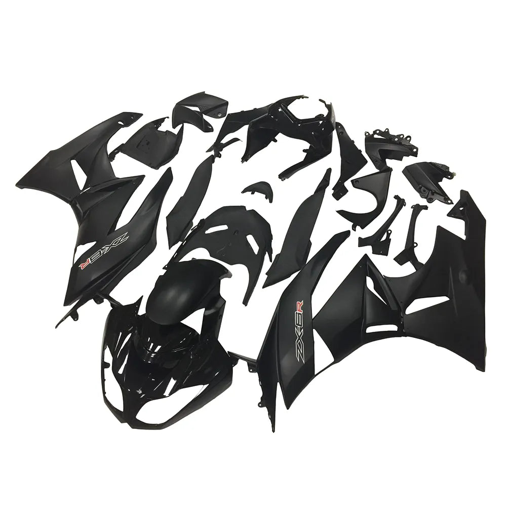 Kawasaki ZX-6R / 636 2009-2012 Gloss Black and Matte Black B fairing kit front view