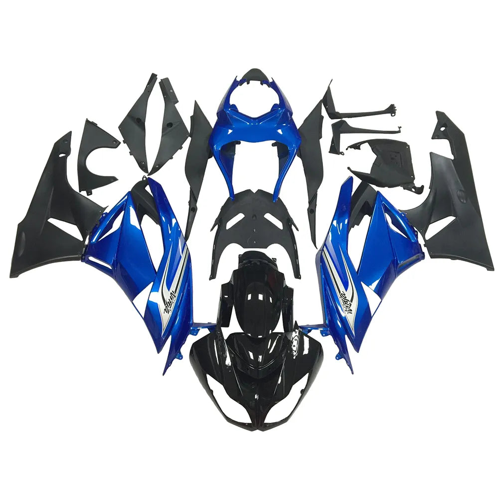Kawasaki ZX-6R / 636 2009-2012 Black and Blue full fairing kit set view