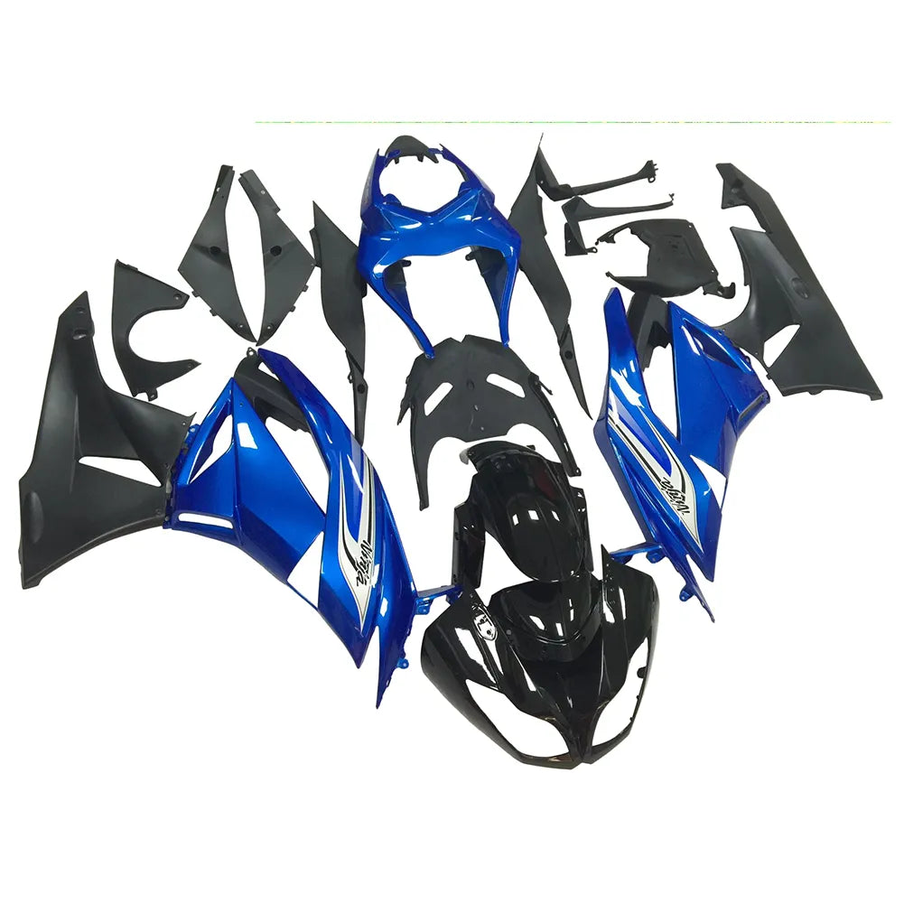 Kawasaki ZX-6R / 636 2009-2012 Black and Blue fairing kit left side view