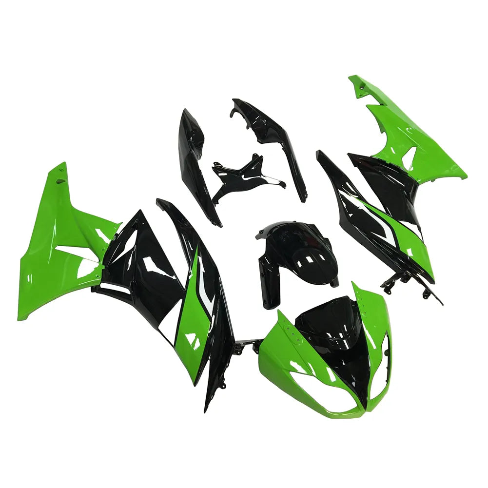 Kawasaki ZX-6R / 636 2009-2012 Green and Black No Text full fairing kit set view