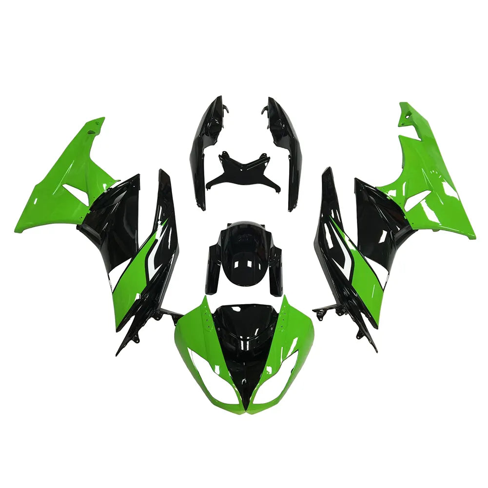 Kawasaki ZX-6R / 636 2009-2012 Green and Black No Text fairing kit front view
