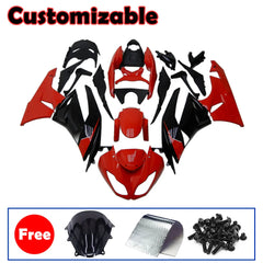 Kawasaki ZX-6R / 636 2009-2012 Black and Red with Pinstripes Fairing Kit
